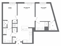 2 bed 2 bath floor plan F at The Enclave, Jersey City, New Jersey