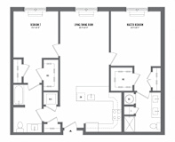 2 bed 2 bath floor plan K at The Enclave, Jersey City, NJ