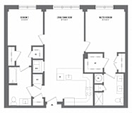 2 bed 2 bath floor plan I at The Enclave, Jersey City, NJ