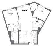 2 bed 2 bath floor plan O at The Enclave, Jersey City, NJ, 07310