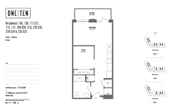Studio 1 bathroom floor plan D at One Ten Apartments, Jersey City