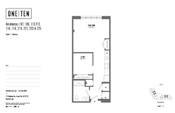 Studio 1 bathroom floor plan at One Ten Apartments, New Jersey