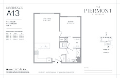 One bedroom one bathroom floorplan at The Piermont Apartments, Hillsdale