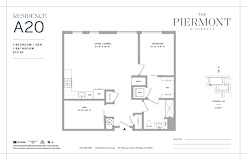 One bed one bathroom floorplan with den and walk-in closet at The Piermont Apartments, Hillsdale, 07642