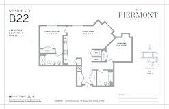 Two bed two bathroom floorplan with walk-in closet at The Piermont Apartments, Hillsdale