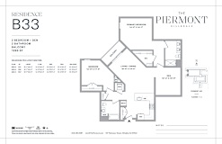 Two bedroom two bath floorplan with balcony and den at The Piermont Apartments, Hillsdale, NJ