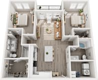 The Paris 2 bed 2 bath Floor Plan at Century Mundy Mill Apartments, Georgia 30566