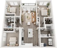 The Athens 3 bed 2 bath Floor Plan at Century Mundy Mill Apartments, Oakwood, GA