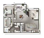 1 bed 1 bath A Tokyo Floor Plan at Century Belmont Station, Louisville, KY, 40243