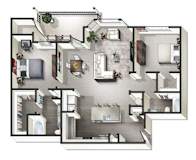 2 bed 2 bathroom A London Floor Plan at Century Belmont Station, Louisville, KY