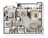 1 bed 1 bath Barcelona Floor Plan at Century Belmont Station, Louisville, Kentucky