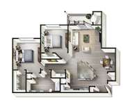 2 bed 1 bathroom Rome Floor Plan at Century Belmont Station, Louisville, Kentucky