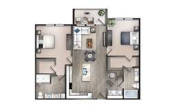 2 bedroom 2 bathroom Floor plan C at Century University City, Charlotte