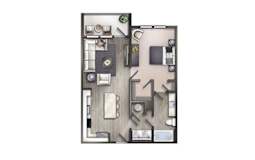 1 bedroom 1 bathroom Floor plan B at Century University City, Charlotte