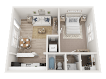 1 Bed 1 Bath Floorplan at Dunwoody Glen, Atlanta