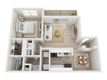 1 Bed 1 Bath Floorplan A at Dunwoody Glen, Atlanta, 30360