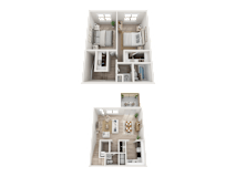 2 Bed 1 Bath Floorplan at Dunwoody Glen, Atlanta Georgia
