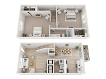 2 Bed 2 Bath Floorplan at Dunwoody Glen, Atlanta, 30360