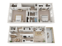 2 Bed 1.5 Bath Floorplan at Dunwoody Glen, Atlanta Georgia