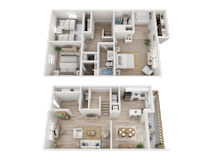 3 Bed 2 Bath Floorplan C at Dunwoody Glen, Georgia ,30360