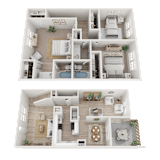 2.5 Bed 2 Bath Floorplan D at Dunwoody Glen, Atlanta, 30360