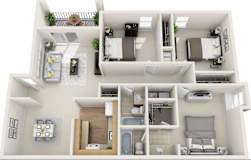 3 Bed 2 Bath Floorplan B at Mill House at East Cobb, Marietta, GA 30067