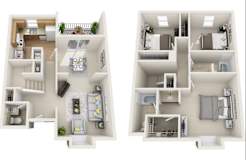 3 Bed 2.5 Bath Floorplan at Mill House at East Cobb, Marietta, GA