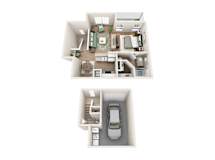 Floor plan A0, The Pine Island, a Studio 696 SF apartment in St. Petersburg, FL