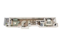Floor plan A2, The Destin, a 1-bed, 1-bath 820 SF apartment in St. Petersburg, FL