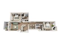 Floor plan B3, The Venice, a 2-bed, 2-bath 1,132 SF in St. Petersburg, FL