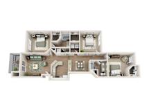 Floor plan C1, The Siesta Key, a 3-bed, 2-bath 1,362 SF apartment in St. Petersburg, FL