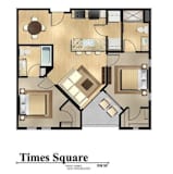 A floor plan of a building named Times Square.