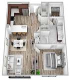 a 3 bedroom floor plan with a bathroom and a living room