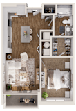 Buttercup Floor Plan at Hamilton at Eagleview, offering 1 bedroom, 1 bathroom, and efficient living spaces in Exton, PA