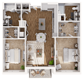 Lavender Floor Plan at Hamilton at Eagleview, offering 2 bedrooms, 2 bathrooms, and spacious living areas in Exton, PA