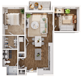Daylily Floor Plan at Hamilton at Eagleview, featuring 1 bedroom, 1 bathroom, and a den for versatile living in Exton, PA 19341