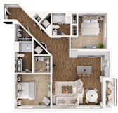 Chrysanthemum Floor Plan at Hamilton at Eagleview, featuring 2 bedrooms, 2 bathrooms, and spacious living areas in Exton, PA 19341