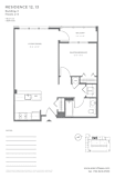 One bedroom floor plan with open concept living at Pier Village Apartments, New Jersey, 7740