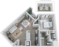 1 bed 1 bath E at Skyland Exchange Apartments, Asheville, North Carolina