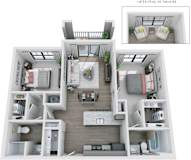 2 bed 2 bath B at Skyland Exchange Apartments, Asheville, NC, 28803