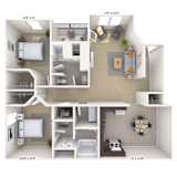 2 bed 2 bath A at Crosswinds Apartments, Pearl, MS, 39208