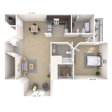 1 bed 1 bath B at Crosswinds Apartments, Pearl, 39208