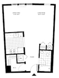 One bedroom floor plan with walk-in closet at Pier Village Apartments, New Jersey, 7740