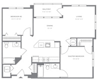 Two bedroom two bathroom apartment floor plan at Pier Village Apartments, New Jersey, 7740