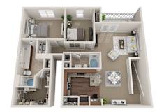 2 bed 2 bath B at Reflections of Island Park Apartments, Shreveport, LA, 71105