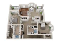 2 bed 2 bath C at Reflections of Island Park Apartments, Shreveport, LA