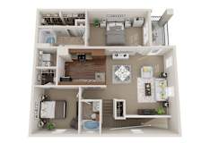 2 bed 2 bath at Reflections of Island Park Apartments, Louisiana