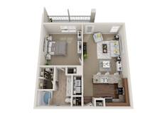 1 bed 1 bath A at Reflections of Island Park Apartments, Shreveport