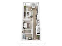 A rendering of a  1 bedroom apartment at The Shay in Washington, DC