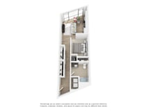 a bedroom with a bed a mirror a sink and a mirror
